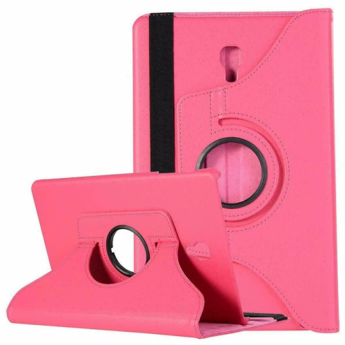 【CSmart】 360 Rotating Leather Tablet Case Smart Stand Cover for Samsung Tab A 10.5" 2018 T590 T595, Hot Pink