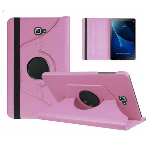 【CSmart】 360 Rotating Leather Tablet Case Smart Stand Cover for Samsung Tab A 10.1" T580 T585, Light Pink