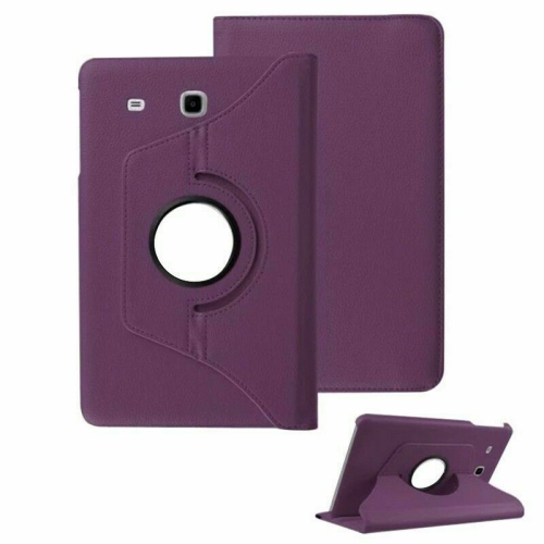 【CSmart】 360 Rotating Leather Tablet Case Smart Stand Cover for Samsung Tab E 8.0" T375 T377, Purple