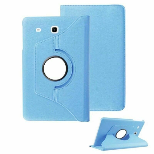 【CSmart】 Rotation à 360 degrés PU Cuir Étui Coque pour tablette Couverture de cas intelligente pour Samsung Tab E 8.0" T375 T377, bleu clair