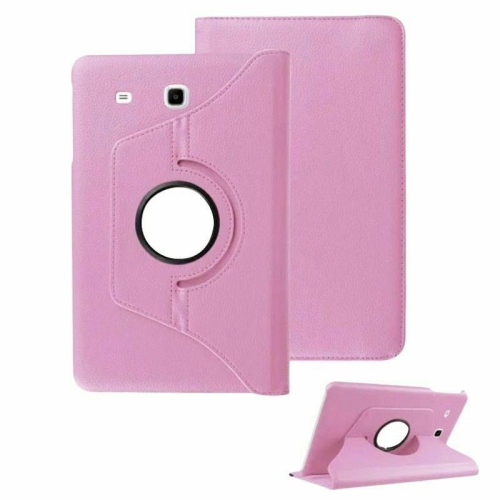 【CSmart】 360 Rotating Leather Tablet Case Smart Stand Cover for Samsung Tab E 8.0" T375 T377, Light Pink