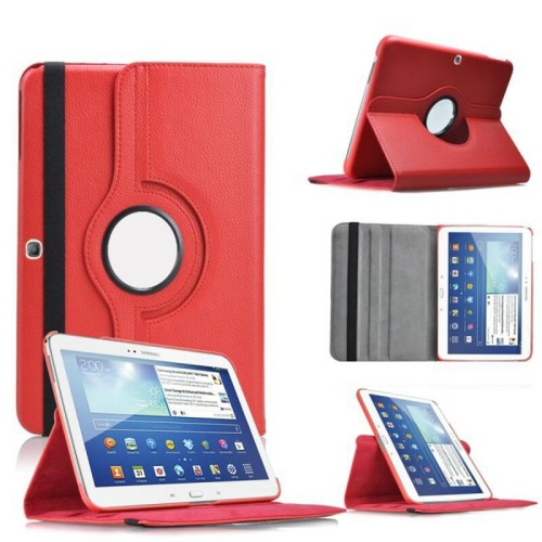 【CSmart】 Rotation à 360 degrés PU Cuir Étui Coque pour tablette Couverture de cas intelligente pour Samsung Tab 4 10.1" T530 T531 T535, Rouge