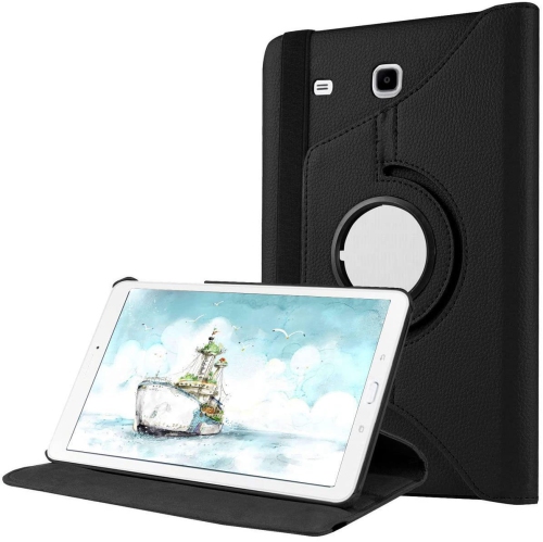 【CSmart】 360 Rotating Leather Tablet Case Smart Stand Cover for Samsung Tab E 9.6" T560 T561 T565, Black