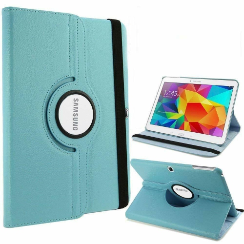 【CSmart】 360 Rotating Leather Tablet Case Smart Stand Cover for Samsung Tab 4 10.1" T530 T531 T535, Light Blue