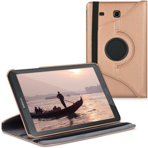 【CSmart】 360 Rotating Leather Tablet Case Smart Stand Cover for Samsung Tab E 9.6" T560 T561 T565, Rose Gold