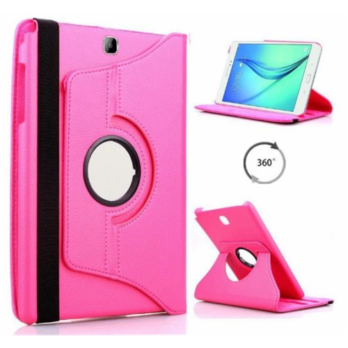 CSMART  【】 360 Rotating Leather Tablet Case Smart Stand Cover for Samsung Tab S2 8.0" T710 T715, Hot In Pink