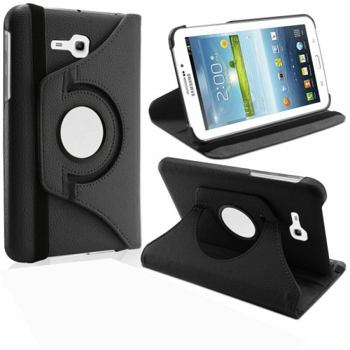 【CSmart】 360 Rotating Leather Tablet Case Smart Stand Cover for Samsung Tab E Lite 7.0" T110 T113 T115, Black