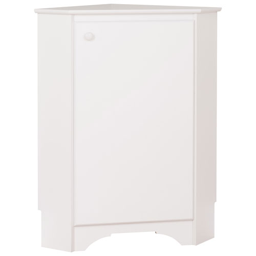 Elite Home Storage 36" 1-Shelf Composite Wood Corner Cabinet with Door - White