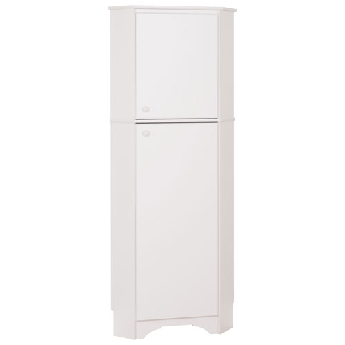 Elite Home Storage 72" 4-Shelf Composite Wood 2-Door Corner Cabinet - White