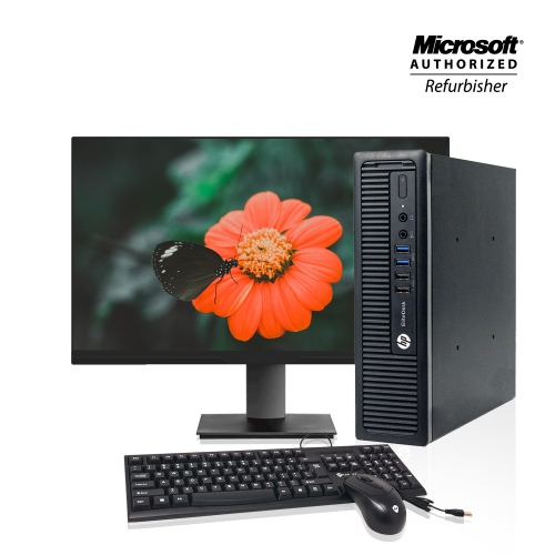 HP  Refurbished (Good) - Elitedesk 800 G1 Usff Desktop PC w Brand 24" Flat Monitor | Intel Core I7 4770S 3.2Ghz | 16GB Ddr3 Ram New 480GB SSD | Win