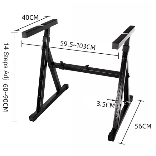 Le support pour clavier robuste en Z Duratex a une hauteur ajustable de 23.6-35.4 po/60-90 cm et une largeur réglable de 23.2-40.6 po/59-103 cm