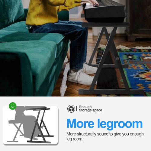 Le support pour clavier robuste en Z Duratex a une hauteur ajustable de 23.6-35.4 po/60-90 cm et une largeur réglable de 23.2-40.6 po/59-103 cm