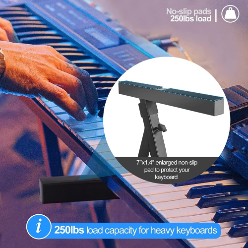 Le support pour clavier robuste en Z Duratex a une hauteur ajustable de 23.6-35.4 po/60-90 cm et une largeur réglable de 23.2-40.6 po/59-103 cm