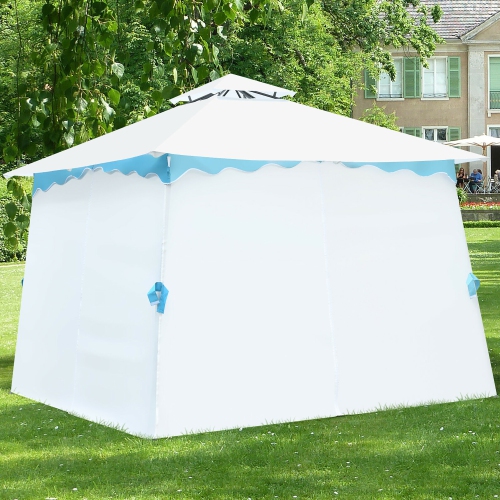 Costway 2 Tier 10'x10' Patio Gazebo Canopy Tent Steel Frame Shelter Awning W/ Side Walls