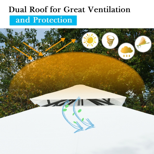 Costway 2 Tier 10'x10' Patio Gazebo Canopy Tent Steel Frame Shelter Awning W/ Side Walls