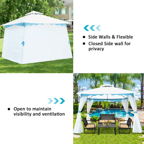Costway 2 Tier 10'x10' Patio Gazebo Canopy Tent Steel Frame Shelter Awning W/ Side Walls
