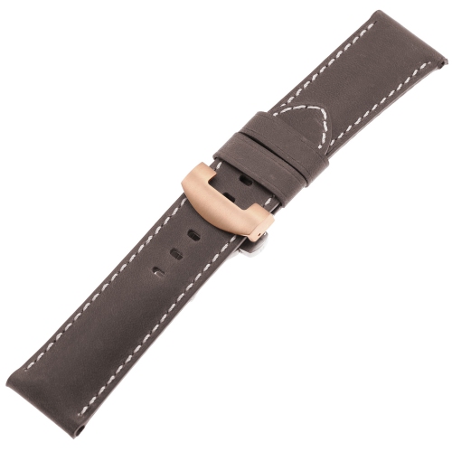 STRAPSCO  Dassari Vintage Leather Men's Watch Band Strap With Rose Gold Deployant Clasp for Panerai - Extra Long - Coffee - 22MM In Brown