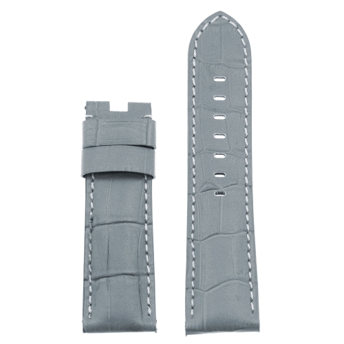 STRAPSCO  Dassari Croc Crocodile Embossed Leather Men's Watch Band Strap for Panerai Deployant Deployment Clasp - - 22MM In Grey