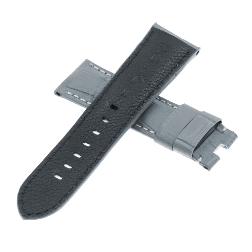 DASSARI Bracelet de Montre en Cuir Crocodile en Relief pour Hommes pour Fermoir Déployant pour Panerai - 26mm - Gris