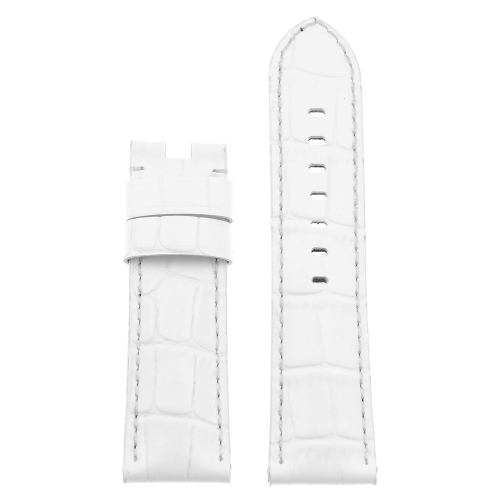 STRAPSCO  Dassari Croc Crocodile Embossed Leather Men's Watch Band Strap for Panerai Deployant Deployment Clasp - - 22MM In White