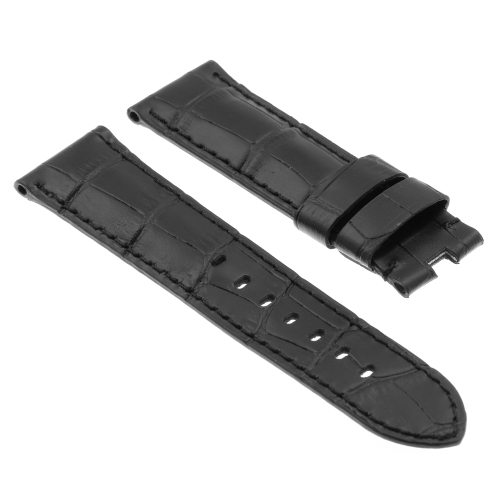 DASSARI Bracelet de Montre Cuir Croc en Relief Hommes Fermoir Déployant pour Panerai - Extra Long - 26mm - Noir