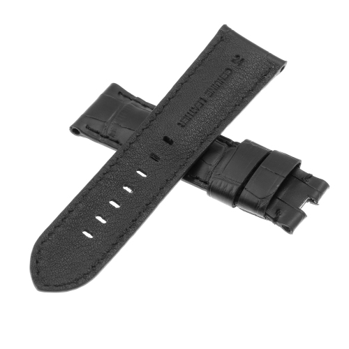 DASSARI Bracelet de Montre Cuir Croc en Relief Hommes Fermoir Déployant pour Panerai - Extra Long - 26mm - Noir