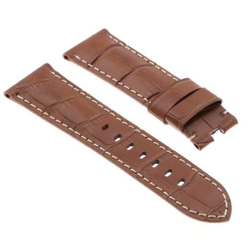 DASSARI Bracelet de Montre en Cuir Crocodile en Relief Hommes pour Fermoir Déployant pour Panerai - Extra Long - 24mm - Rouille