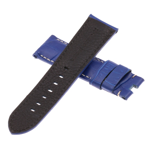 DASSARI Bracelet de Montre en Cuir Crocodile en Relief pour Hommes pour Fermoir Déployant pour Panerai - Extra Long - 26mm - Bleu