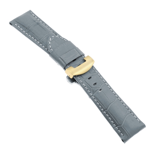 DASSARI Croc Embossed Leather Men s Watch Band Strap with Yellow