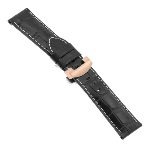 DASSARI Croc Embossed Leather Men s Watch Band Strap with Rose