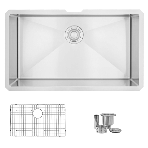 Stylish Undermount 30 inch Stainless Steel 16 G Single Bowl Kitchen Sink S-311XG