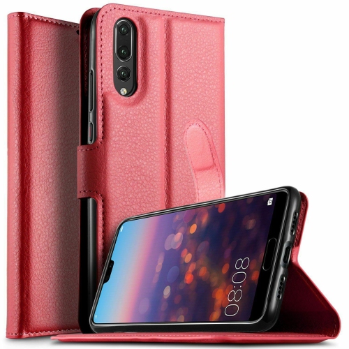 [CS] Étui pour P20 de Huawei, étui folio en cuir magnétique à rabat avec fente pour carte, rouge