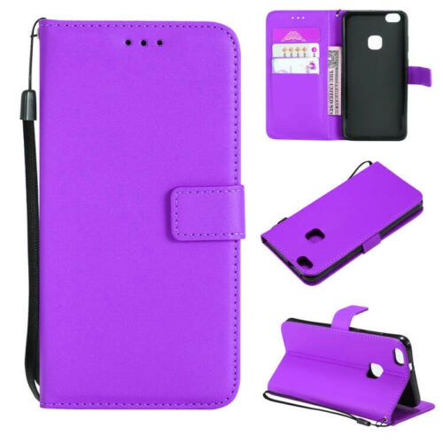 CSMART  [Cs] Huawei P10 Lite Case, Magnetic Leather Folio Wallet Flip Case Cover With Card Slot In Purple