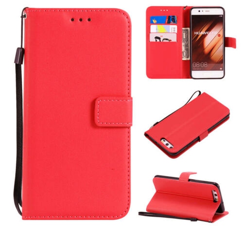 [CS] Étui pour Huawei P10 plus, étui folio en cuir magnétique à rabat avec fente pour carte, rouge