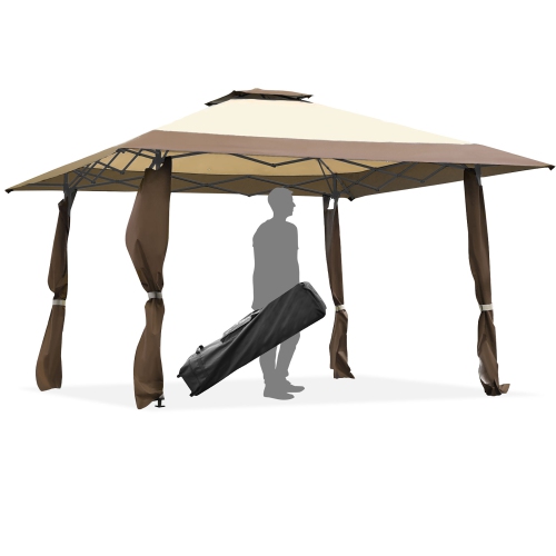 COSTWAY  13'x13' Folding Gazebo Canopy Shelter Awning Tent Patio Garden Companion