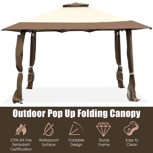 Costway 13'x13' Folding Gazebo Canopy Shelter Awning Tent Patio Garden Companion