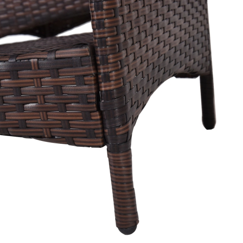 Costway 4PCS Patio Outdoor Garden Rattan Furniture Set Table Shelf Sofa with Black Cushion