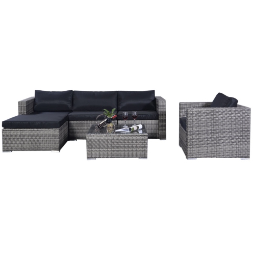 Costway 6pcs Patio Rattan Sofa Furniture Set Couch interchangeable 2 sets of cushion