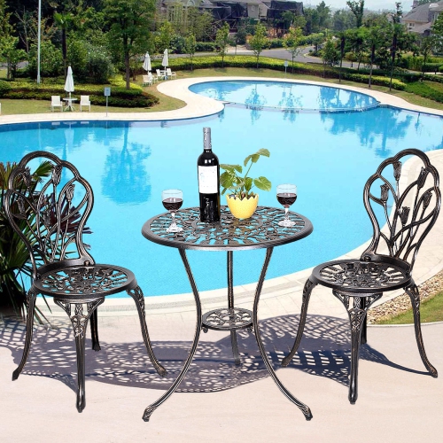 Cast Aluminum Patio Furniture Tulip Design Bistro Set Antique