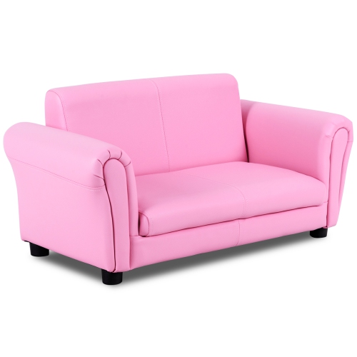 Costway Pink Kids Sofa Armrest Chair Couch Lounge Children Birthday Gift w/ Ottoman