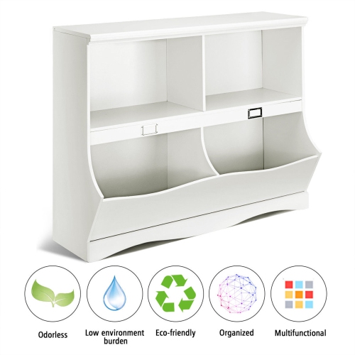Gymax Children Storage Unit Kids Bookshelf Bookcase Baby Toy Organizer Shelf White