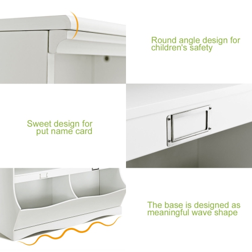 Gymax Children Storage Unit Kids Bookshelf Bookcase Baby Toy Organizer Shelf White