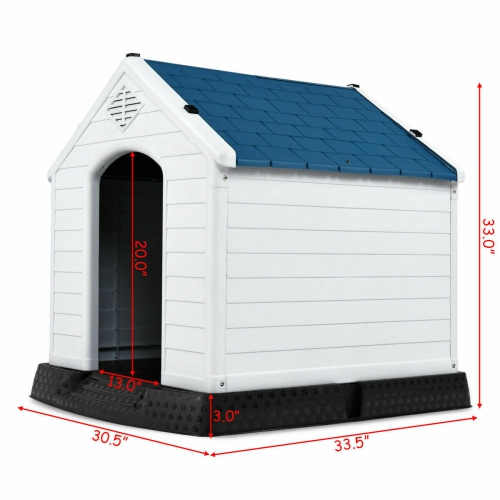 Gymax Plastic Dog House Medium-Sized Pet Puppy Shelter Waterproof Ventilate Blue