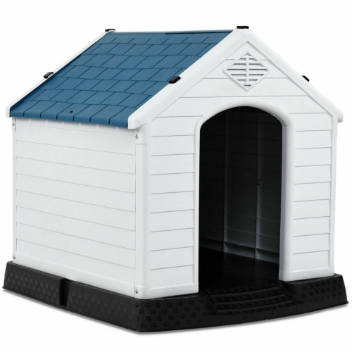 Gymax Plastic Dog House Medium-Sized Pet Puppy Shelter Waterproof Ventilate Blue