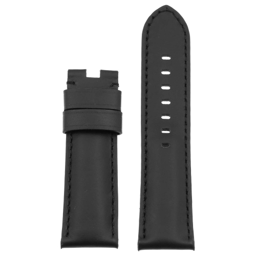 DASSARI Smooth Leather Men's Watch Band Strap for Panerai Deployant Clasp - Extra Long - Black - 22mm