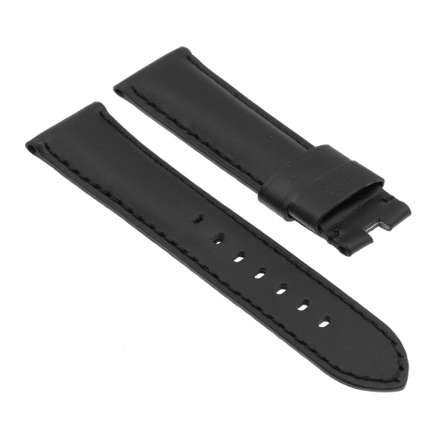 DASSARI Smooth Leather Men's Watch Band Strap for Panerai Deployant Clasp - Extra Long - Black - 22mm