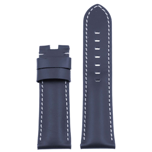 DASSARI Smooth Leather Men's Watch Band Strap for Panerai Deployant Deployment Clasp - Extra Long - Navy Blue - 22mm