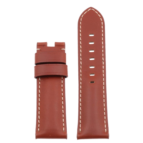DASSARI Smooth Leather Men's Watch Band Strap for Panerai Deployant Deployment Clasp - Extra Long - Rust - 24mm