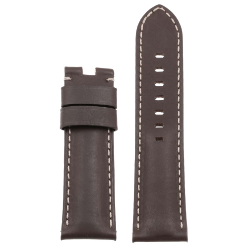 DASSARI Smooth Leather Men's Watch Band Strap for Panerai Deployant Deployment Clasp - Brown - 22mm