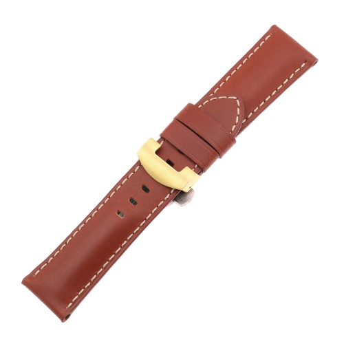 DASSARI Smooth Leather Men s Watch Band Strap with Yellow Gold